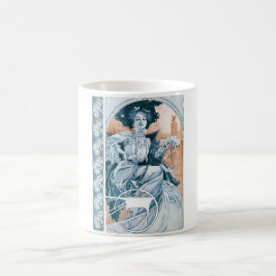 Mug Femme avec Rose, Mucha