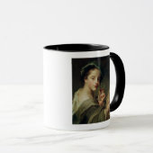 Mug Femme avec un verre de vin (Devant droit)
