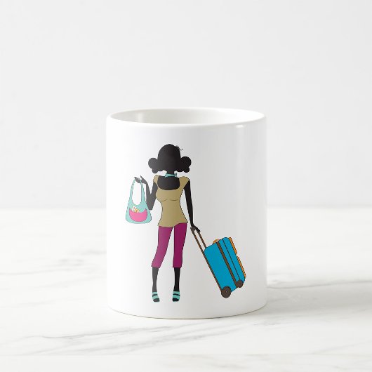 Mug Femme Avec Une Valise