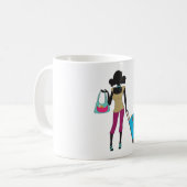Mug Femme Avec Une Valise (Devant gauche)