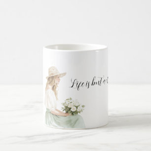 Mug Femme Blonde Jupe Menthe Roses Blanches La Vie est