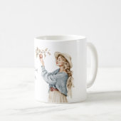 Mug Femme Blonde Pull Bleu Pomme Par Jour (Devant droit)