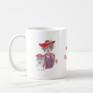 Mug Femme Casquette rouge âgée et caniche