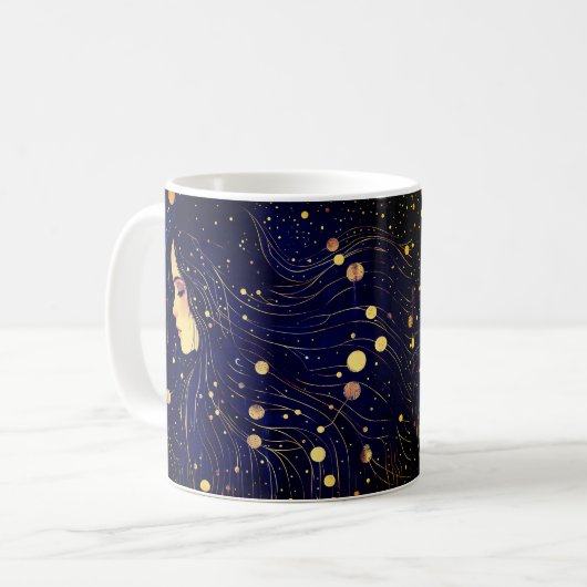 Mug Femme céleste déesse Lune étoiles Ciel (Devant gauche)