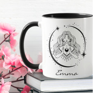Mug Femme céleste, étoiles de lune, boho, astronomie é