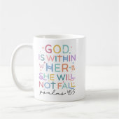 Mug Femme chrétienne "Dieu est dans elle" Psaumes 46:5 (Gauche)