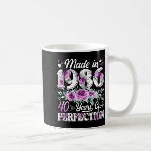 Mug femme de 40 ans fabriquée en 1986 florale 40e anni