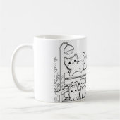 Mug Femme de chat avec ses chats sur un banc (Gauche)