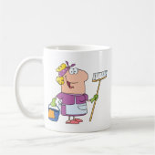 Mug Femme de ménage de bande dessinée (Gauche)