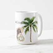 Mug Femme de plage de palmiers tropicaux (Devant droit)