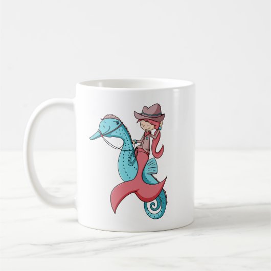 Mug Femme de sirène Whimsical avec Casquette et Seahor (Gauche)