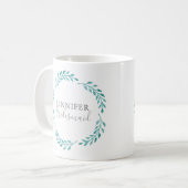 Mug Femme d'honneur botanique turquoise (Devant gauche)