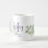 Mug Femme d'honneur personnalisée Purple Nom initial F (Devant gauche)