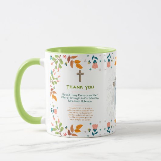 Mug ✝️ Femme du pasteur épouse apprécient Merci cadeau (Gauche)