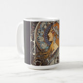 Mug Femme du Zodiac par Alphonse Mucha - Art Nouveau (Devant gauche)