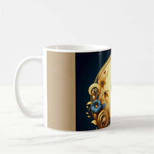 Mug Femme élégante Art Déco en or et bleu