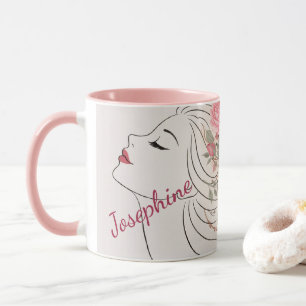 Mug Femme Élégante Personnalisée Fleur de Rose Rose Fl