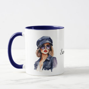 Mug Femme élégante portant un Casquette