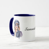 Mug Femme élégante portant un Casquette (Devant gauche)
