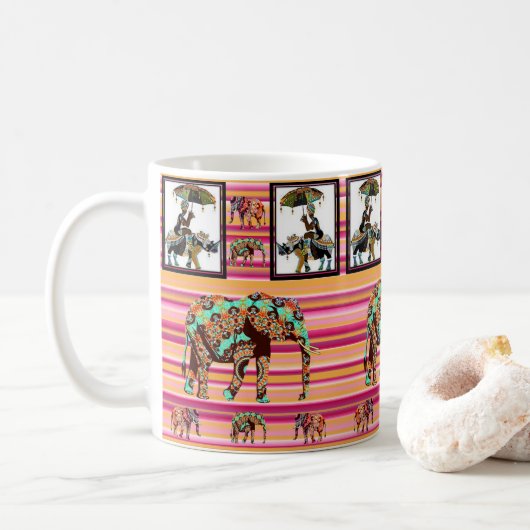 Mug Femme Éléphant d'Afrique à rayures (Avec donut)
