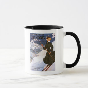 Mug Femme en affiche verte de ski