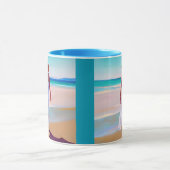 Mug Femme en blanc sur la plage (Centre)