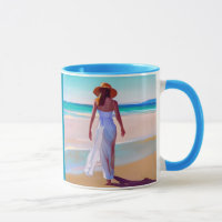 Femme en blanc sur la plage