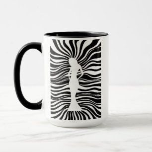 Mug Femme en Silhouette Psychedelique Noir et Blanc Tr