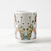 Mug Femme et chat blanc et pissenlits (Centre)