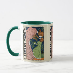 Mug Femme et Fille Art Nouveau Robe Verte Vintage