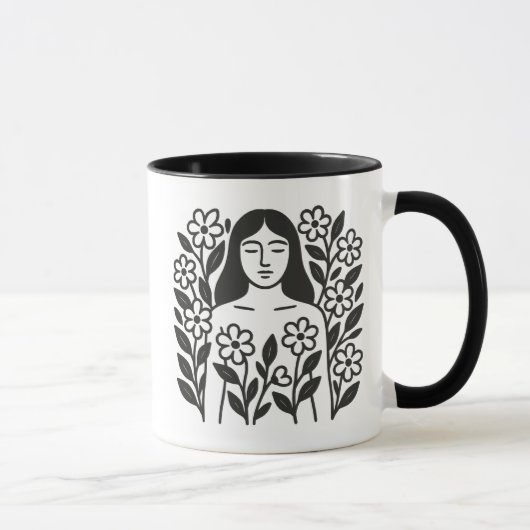 Mug Femme et fleurs (Droite)