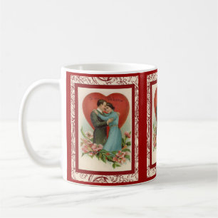Mug femme et homme vintage dans un cœur de la Saint-Va