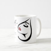 Mug Femme face rouge lèvres longues cils Icône maquill (Devant droit)