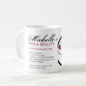 Mug Femme face rouge lèvres longues cils Icône maquill (Devant gauche)