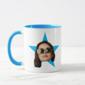 Mug Femme Face Star Funny Cadeau, Blue Star Face (Gauche)