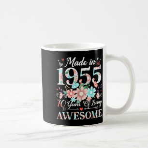 Mug Femme Fleurie 70 Ans Fabriquée En 1955 70e Anniver