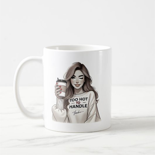 Mug Femme joueuse Winking with Coffee Cup (Gauche)