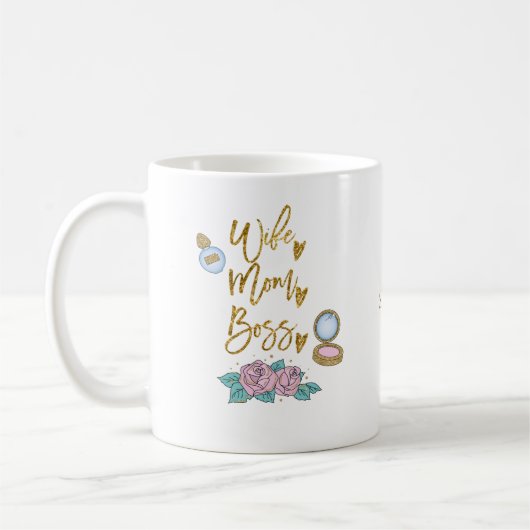 Mug Femme Maman Boss Gold Typographie / Nom (Gauche)
