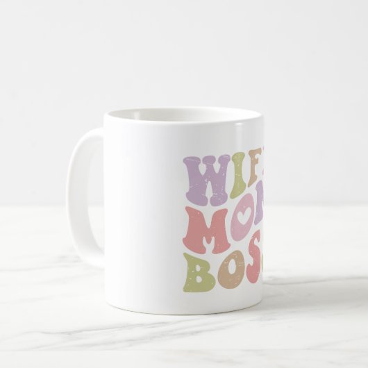 Mug Femme Maman Boss Retro Script Fête des mères (Devant gauche)
