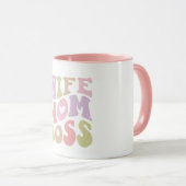 Mug Femme Maman Boss Retro Script Super Fête des mères (Devant droit)