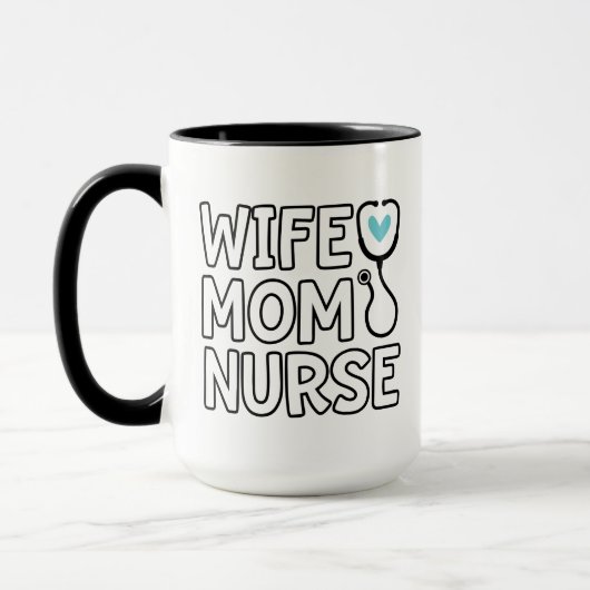 Mug Femme Mère Infirmière Stethoscope Coeur Infirmière (Gauche)
