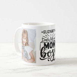 Mug Femme mère patron personnalisé nom 2 photo