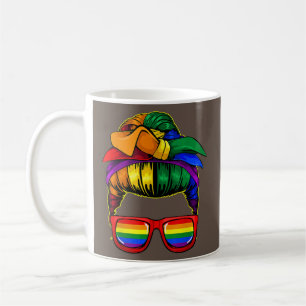 Mug Femme Messy Bun Maman LGBT Drapeau Gay 