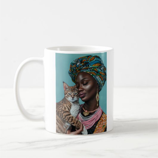 Mug Femme noire avec chat (Gauche)
