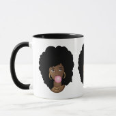 Mug Femme noire, Beautés des cheveux naturels, Fleur e (Gauche)