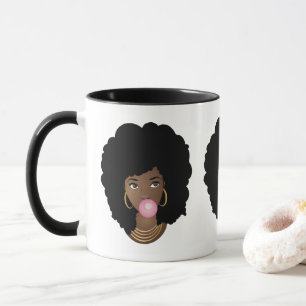 Mug Femme noire, Beautés des cheveux naturels, Fleur e