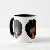 Mug Femme noire, Beautés des cheveux naturels, Fleur e (Devant gauche)