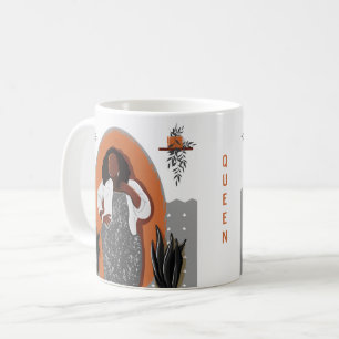 Mug Femme noire curvée, Houseplants, Orange & Grey, Co