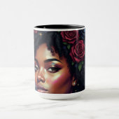 Mug Femme noire florale foncée Afro (Centre)