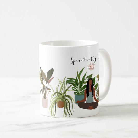 Mug Femme noire Méditant Des Ménages (Devant droit)